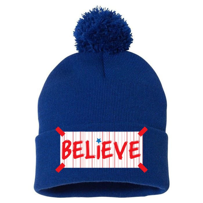 Philadelphia Baseball Believe Pom Pom 12in Knit Beanie