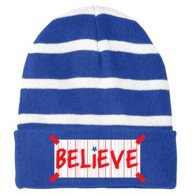 Philadelphia Baseball Believe Striped Beanie with Solid Band