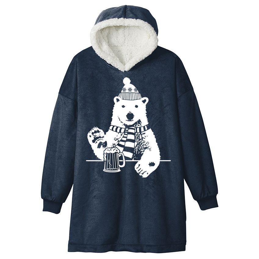 Polar Bear Beer Hooded Wearable Blanket