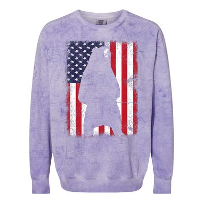 Patriotic Black Bear American Flag Usa 4th Of July Colorblast Crewneck Sweatshirt