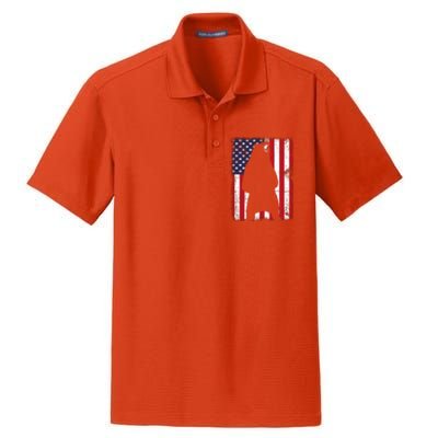 Patriotic Black Bear American Flag Usa 4th Of July Dry Zone Grid Polo