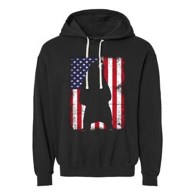 Patriotic Black Bear American Flag Usa 4th Of July Garment-Dyed Fleece Hoodie