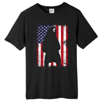 Patriotic Black Bear American Flag Usa 4th Of July Tall Fusion ChromaSoft Performance T-Shirt