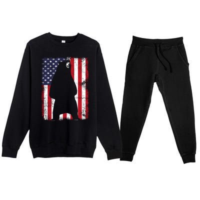 Patriotic Black Bear American Flag Usa 4th Of July Premium Crewneck Sweatsuit Set