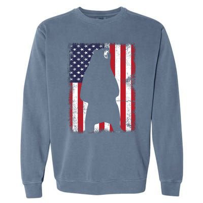 Patriotic Black Bear American Flag Usa 4th Of July Garment-Dyed Sweatshirt