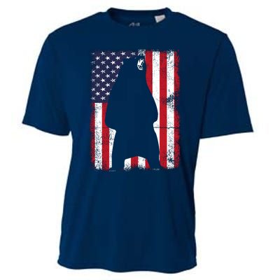 Patriotic Black Bear American Flag Usa 4th Of July Cooling Performance Crew T-Shirt