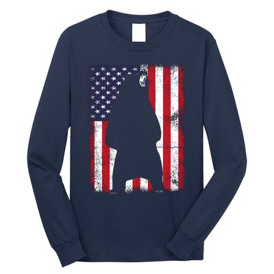 Patriotic Black Bear American Flag Usa 4th Of July Long Sleeve Shirt