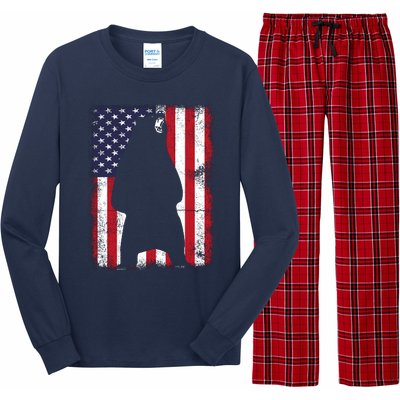 Patriotic Black Bear American Flag Usa 4th Of July Long Sleeve Pajama Set