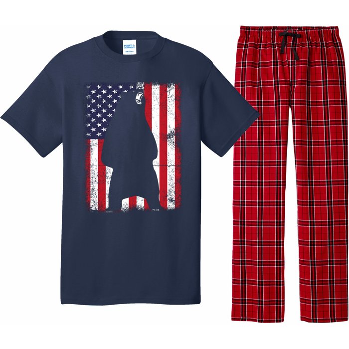 Patriotic Black Bear American Flag Usa 4th Of July Pajama Set