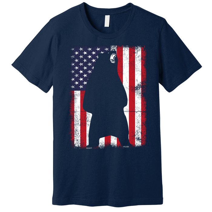 Patriotic Black Bear American Flag Usa 4th Of July Premium T-Shirt