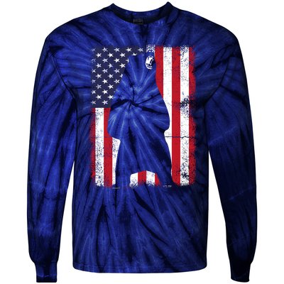 Patriotic Black Bear American Flag Usa 4th Of July Tie-Dye Long Sleeve Shirt