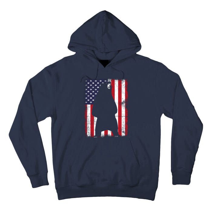 Patriotic Black Bear American Flag Usa 4th Of July Tall Hoodie