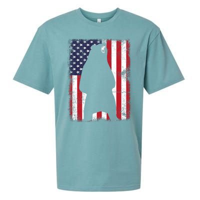 Patriotic Black Bear American Flag Usa 4th Of July Sueded Cloud Jersey T-Shirt