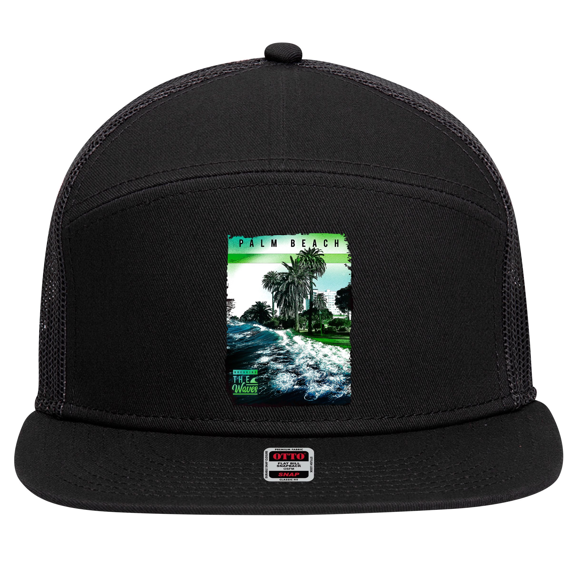 Palm Beach Break The Waves 7 Panel Mesh Trucker Snapback Hat