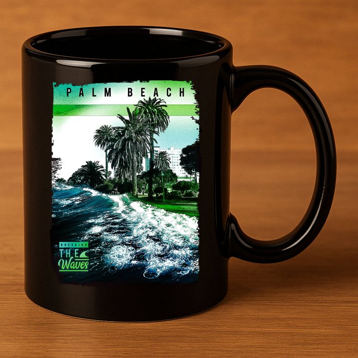 Palm Beach Break The Waves 11oz C Handle Ceramic Mug