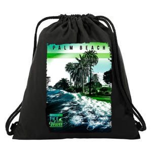 Palm Beach Break The Waves Drawstring Bag