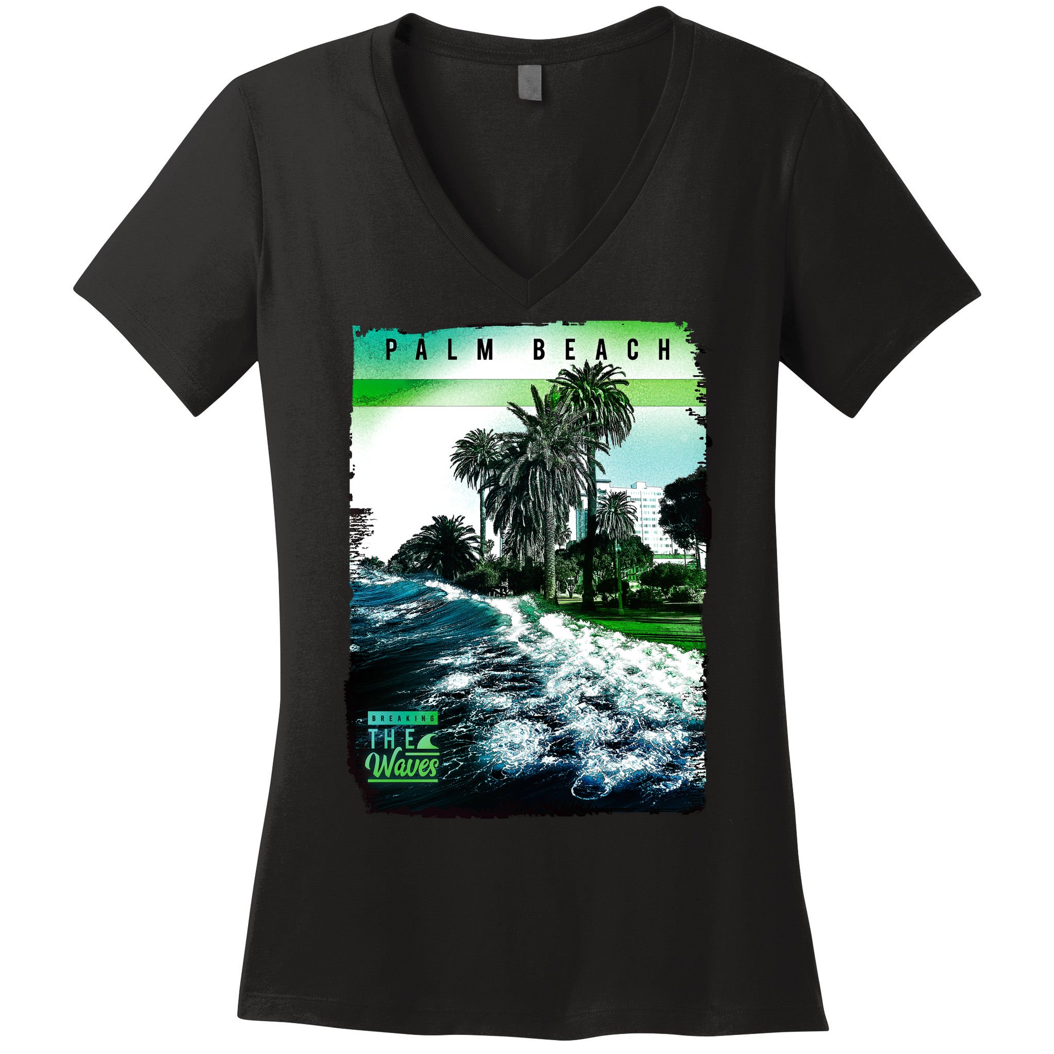Palm Beach Break The Waves Women's V-Neck T-Shirt