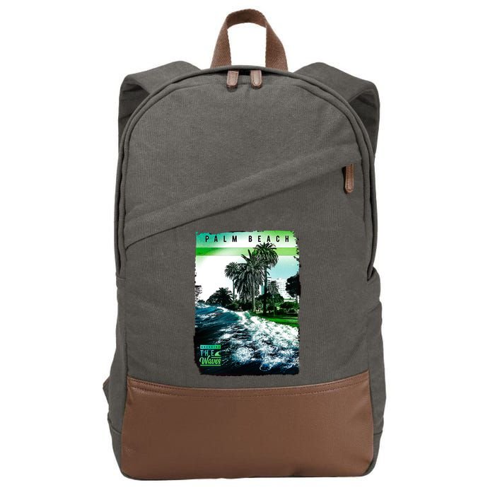 Palm Beach Break The Waves Cotton Canvas Backpack