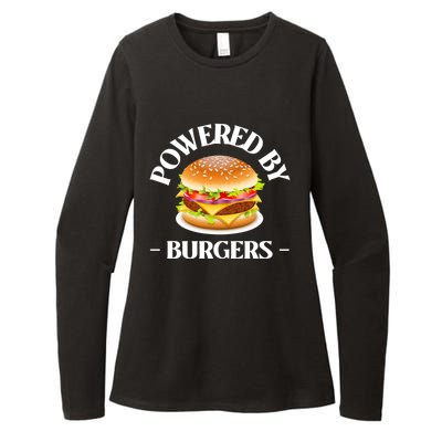 Powered By Burgers Fast Food Lover Funny Beef Burger Womens CVC Long Sleeve Shirt