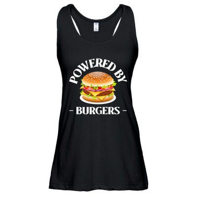 Powered By Burgers Fast Food Lover Funny Beef Burger Ladies Essential Flowy Tank