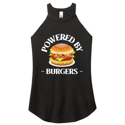 Powered By Burgers Fast Food Lover Funny Beef Burger Women's Perfect Tri Rocker Tank