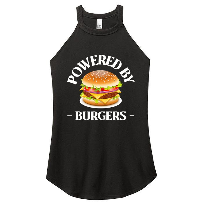 Powered By Burgers Fast Food Lover Funny Beef Burger Women's Perfect Tri Rocker Tank