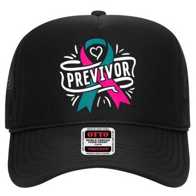 Previvor BRCA Breast Cancer Awareness Support High Crown Mesh Back Trucker Hat