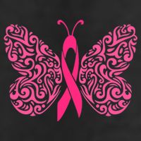 Pink Butterfly Breast Cancer Ribbon 7 Panel Mesh Trucker Snapback Hat