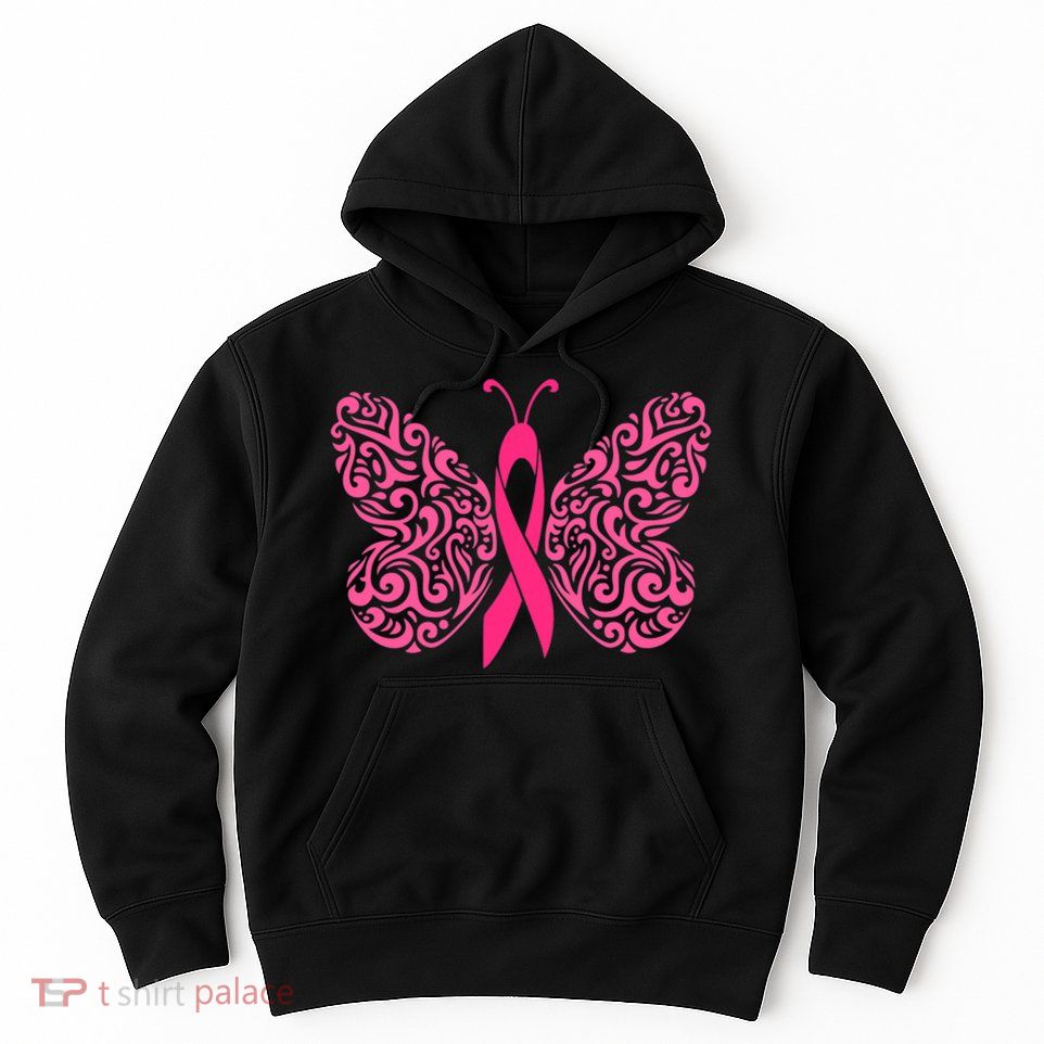Pink Butterfly Breast Cancer Ribbon Hoodie