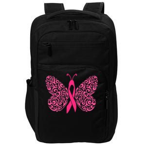 Pink Butterfly Breast Cancer Ribbon Impact Tech Backpack