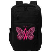 Pink Butterfly Breast Cancer Ribbon Impact Tech Backpack