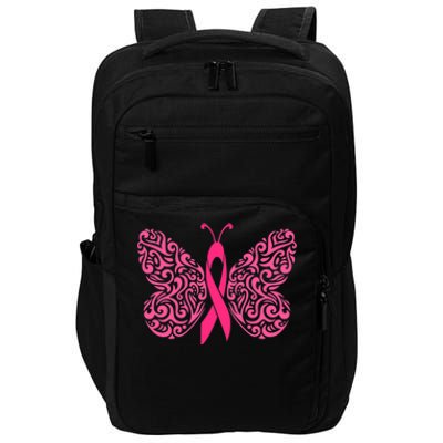 Pink Butterfly Breast Cancer Ribbon Impact Tech Backpack