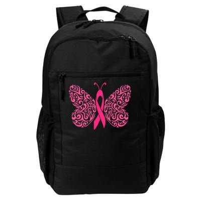 Pink Butterfly Breast Cancer Ribbon Daily Commute Backpack