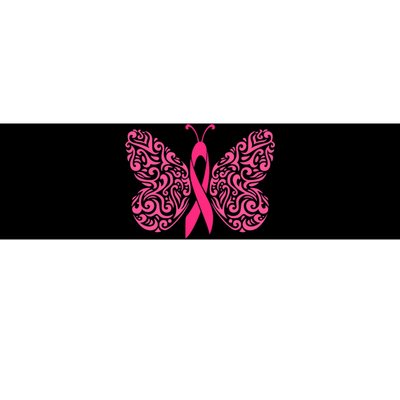 Pink Butterfly Breast Cancer Ribbon Bumper Sticker