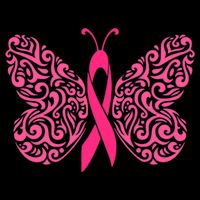 Pink Butterfly Breast Cancer Ribbon Drawstring Bag