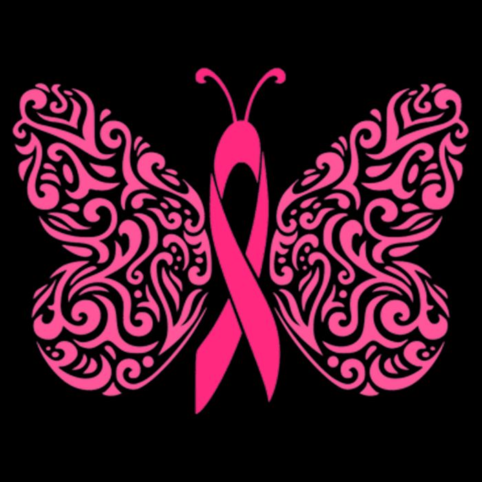 Pink Butterfly Breast Cancer Ribbon Drawstring Bag