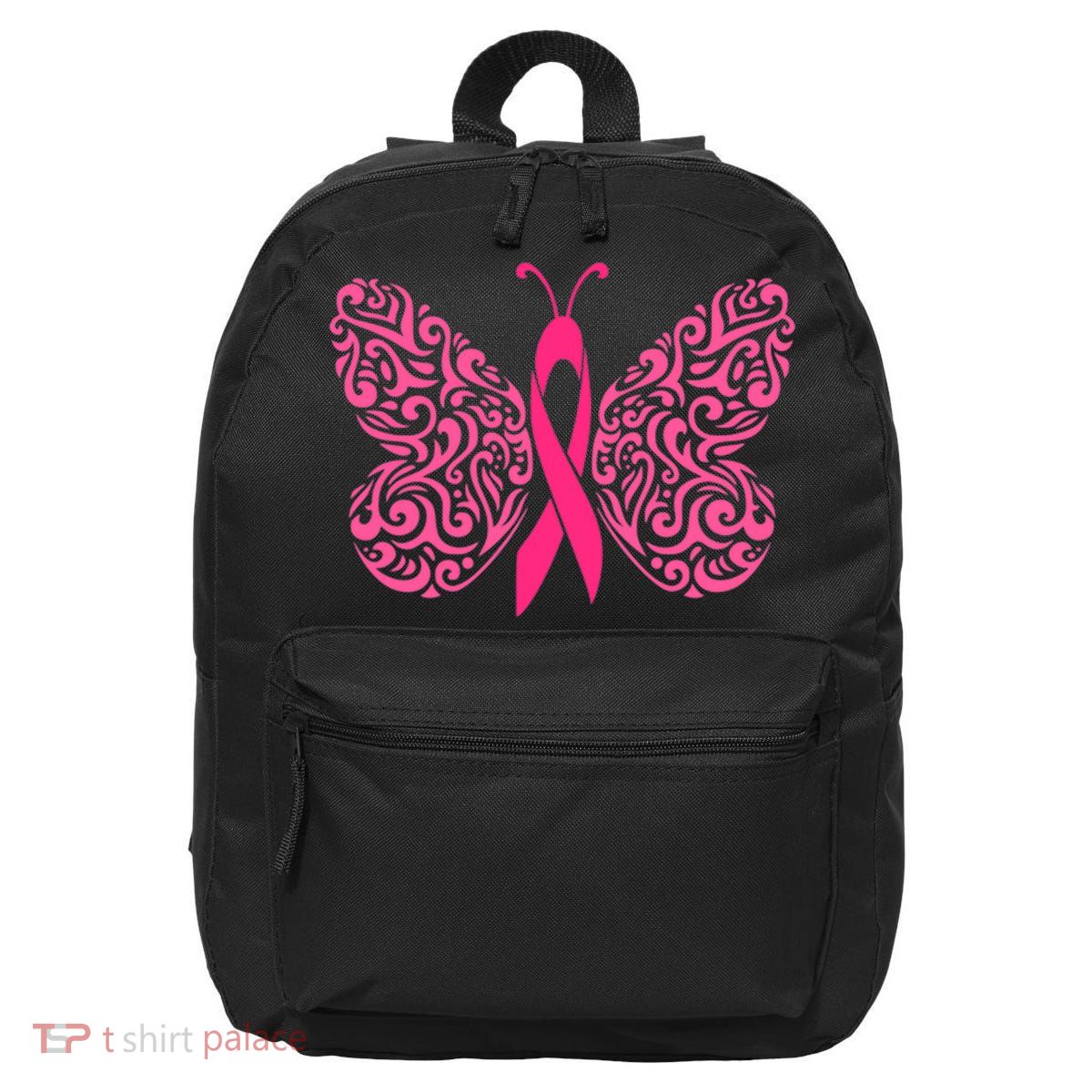 Pink Butterfly Breast Cancer Ribbon 16 in Basic Backpack