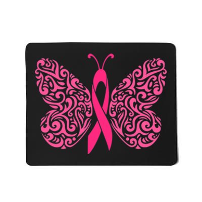 Pink Butterfly Breast Cancer Ribbon Mousepad