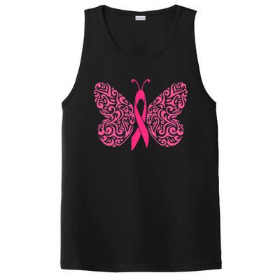 Pink Butterfly Breast Cancer Ribbon PosiCharge Competitor Tank