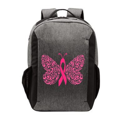 Pink Butterfly Breast Cancer Ribbon Vector Backpack