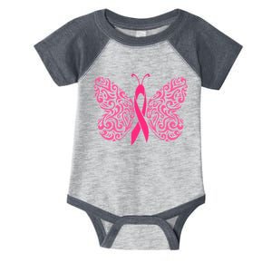 Pink Butterfly Breast Cancer Ribbon Infant Baby Jersey Bodysuit