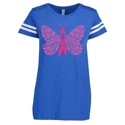 Pink Butterfly Breast Cancer Ribbon Enza Ladies Jersey Football T-Shirt