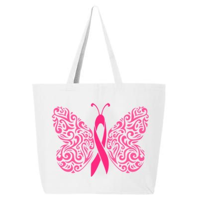 Pink Butterfly Breast Cancer Ribbon 25L Jumbo Tote