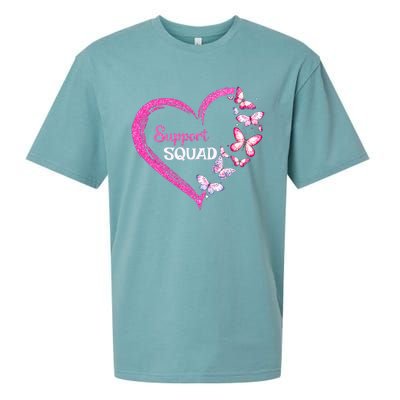 Pink Butterfly Breast Cancer Support Squad Pink Ribbon Funny Gift Sueded Cloud Jersey T-Shirt