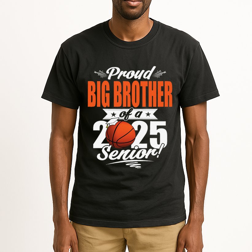Proud Big Brother Of A 2025 Senior Graduate Basketball Gift Tall T-Shirt