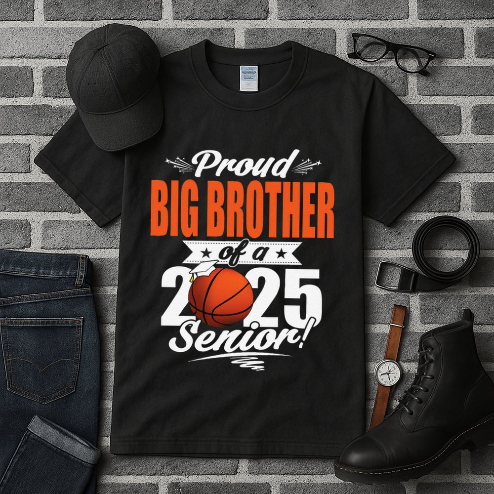 Proud Big Brother Of A 2025 Senior Graduate Basketball Gift Tall T-Shirt