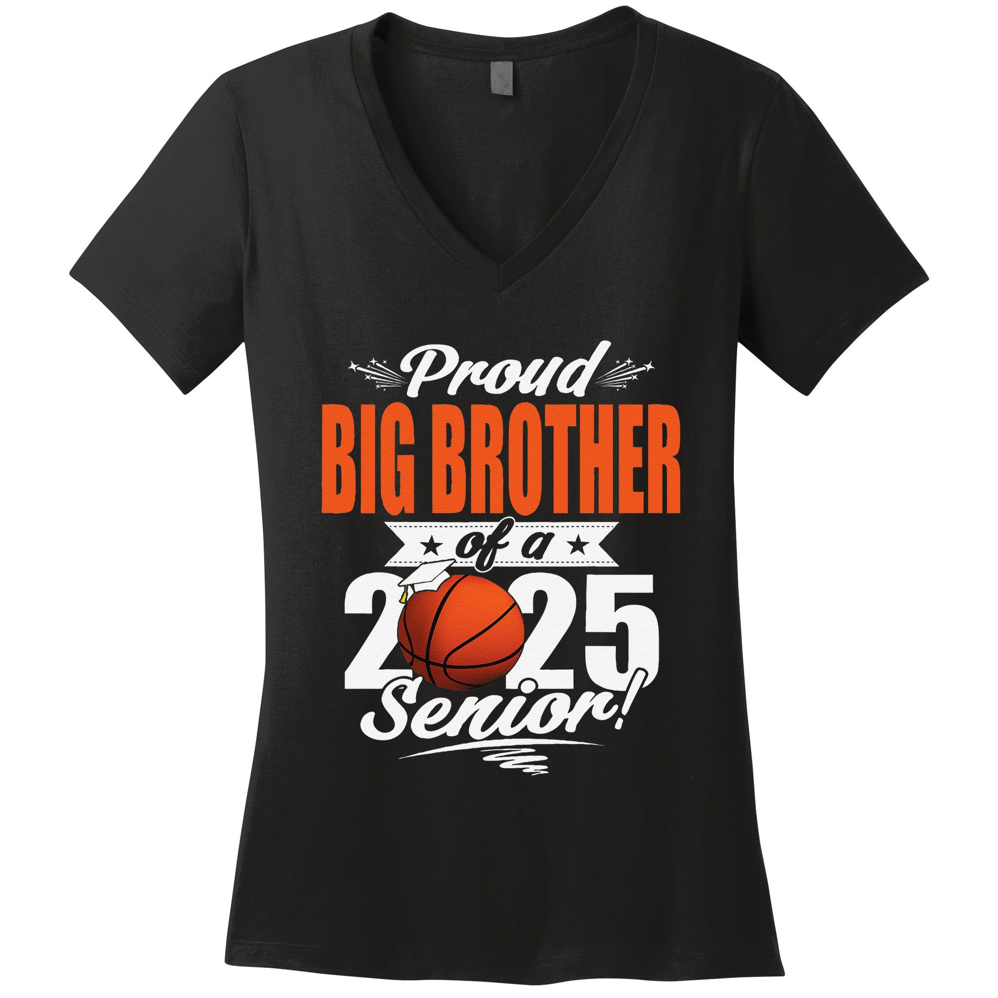 Proud Big Brother Of A 2025 Senior Graduate Basketball Gift Women's V-Neck T-Shirt