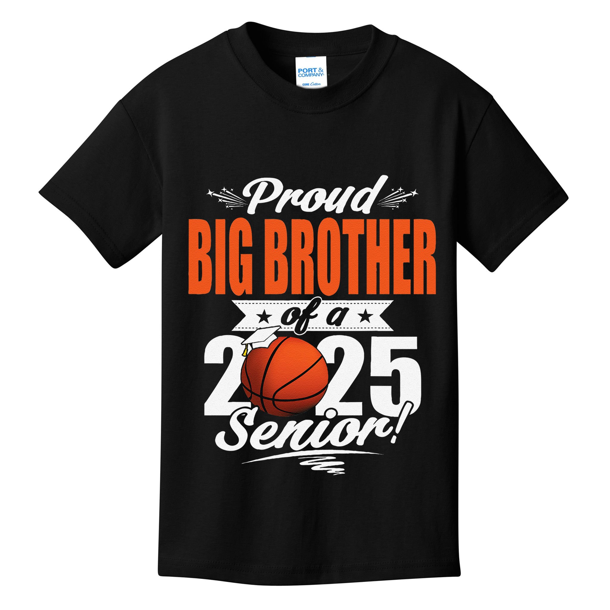 Proud Big Brother Of A 2025 Senior Graduate Basketball Gift Kids T-Shirt