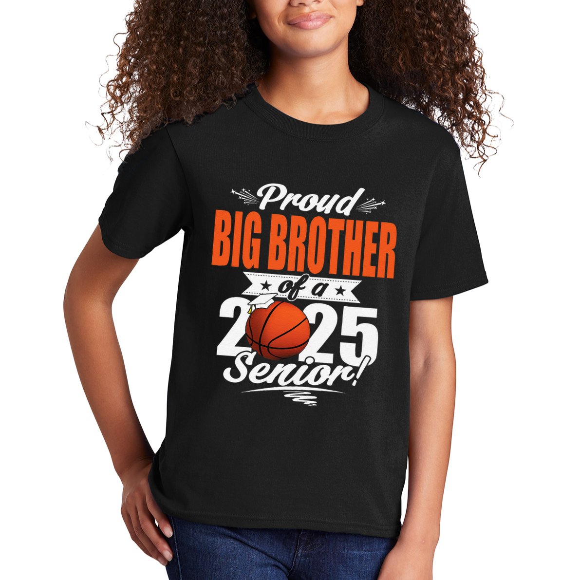 Proud Big Brother Of A 2025 Senior Graduate Basketball Gift Kids T-Shirt