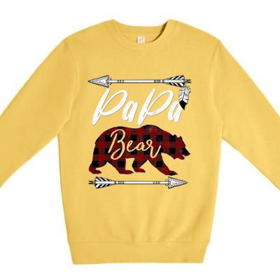 Papa Bear Buffalo Plaid Flannel FatherS Day Gift Dad Pops Meaningful Gift Premium Crewneck Sweatshirt